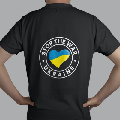 STOP WAR IN UKRAINE T-SHIRT (Black; Unisex)